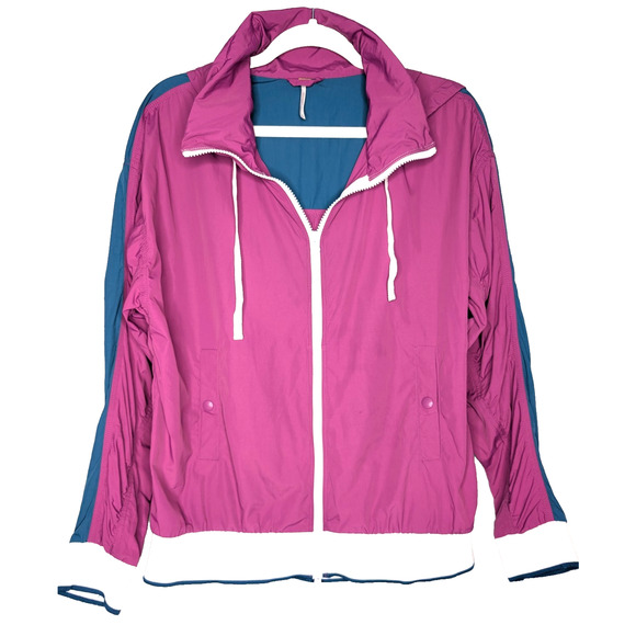 Free People Jackets & Blazers - Free People Highline Retro Hooded Bomber Jacket Grannycore Gorpcore Purple Small